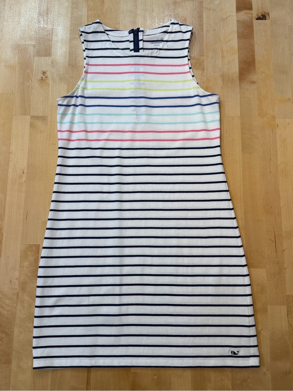 Vineyard Vines Nantucket Sleeveless Pastel & Navy Striped Jersey Dress
